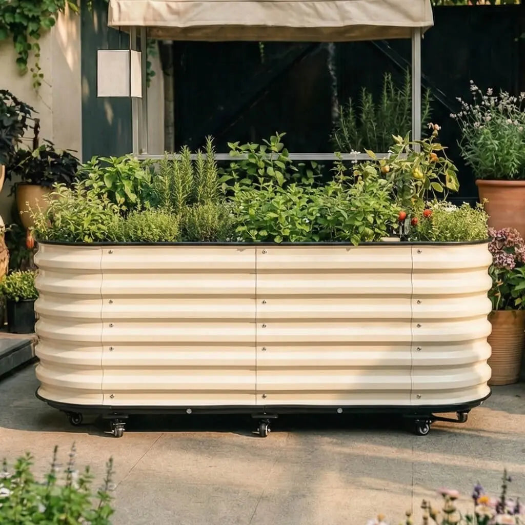 5ft x 2ft Metal Raised Garden Bed with Self-Watering Base VEGEGA