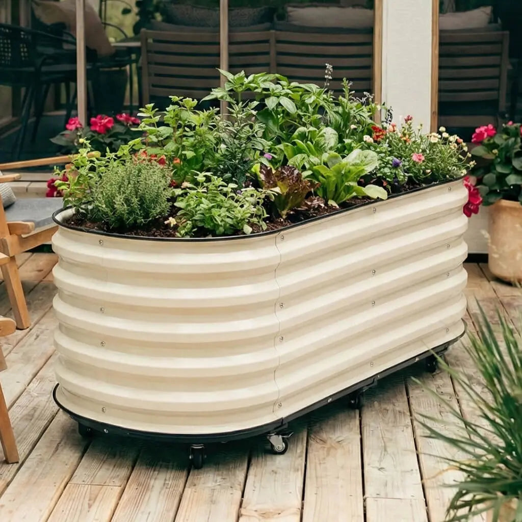 5ft x 2ft Metal Raised Garden Bed with Self-Watering Base VEGEGA