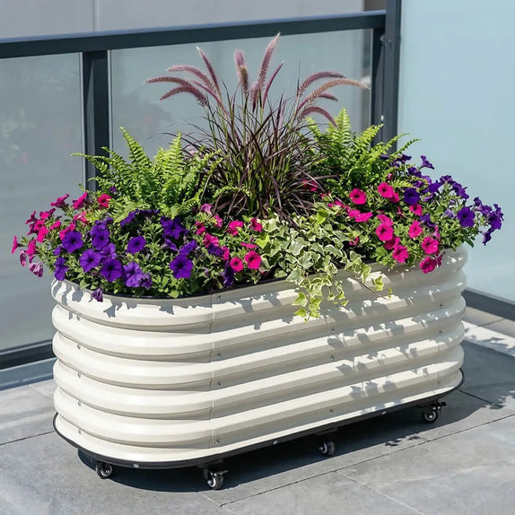 5ft x 2ft Metal Raised Garden Bed with Self-Watering Base VEGEGA