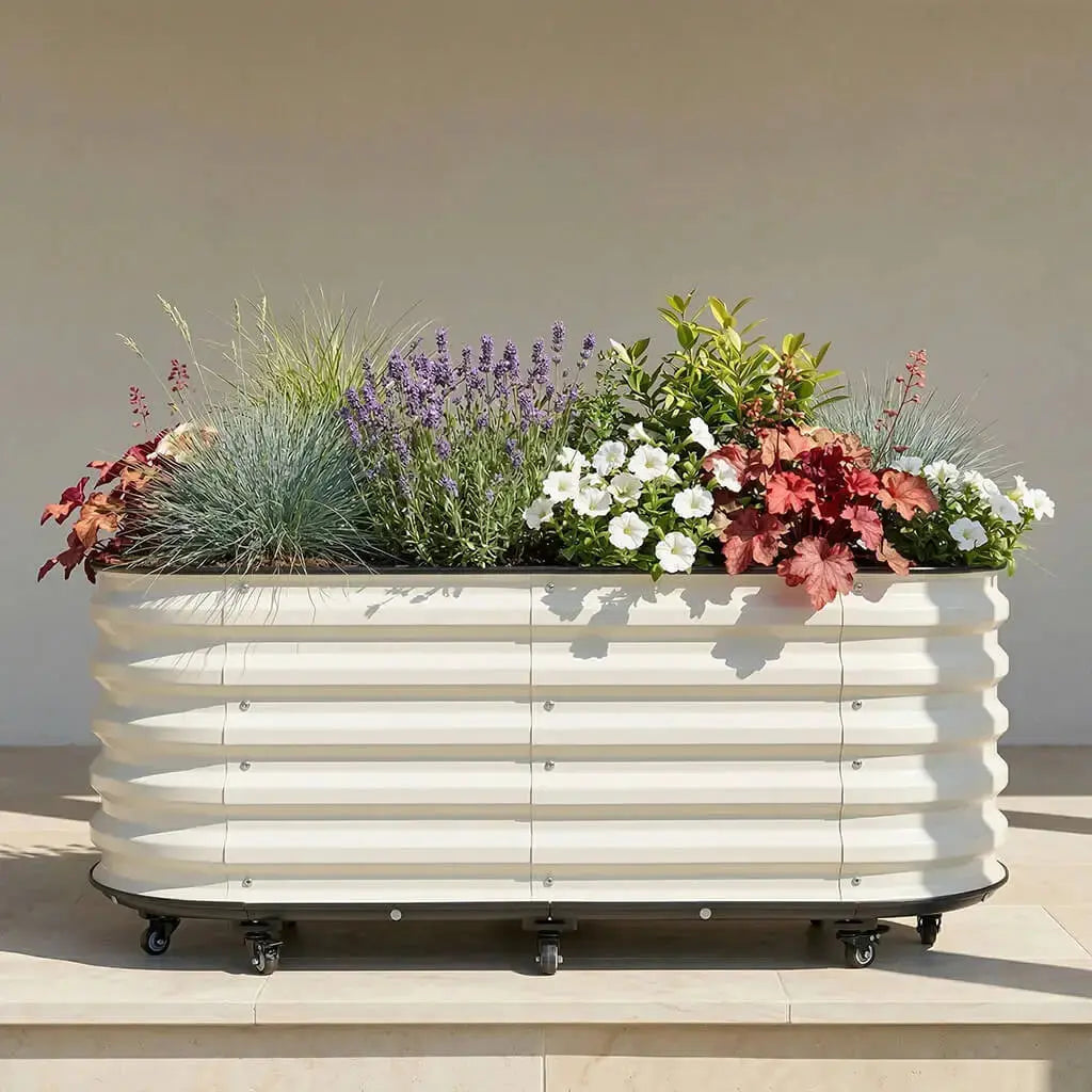 rolling self watering planter 5'x2' Rolling Base For Metal Raised Garden Bed