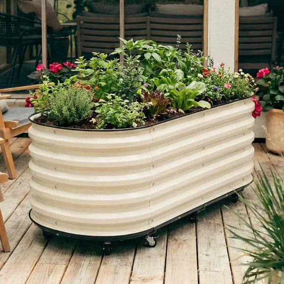 5ft x 2ft Metal Raised Garden Bed with Self-Watering Base VEGEGA