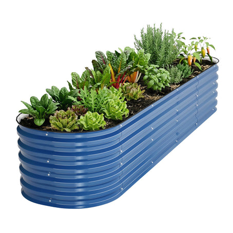 17 inches tall blue galvanized planter boxes-Vegega