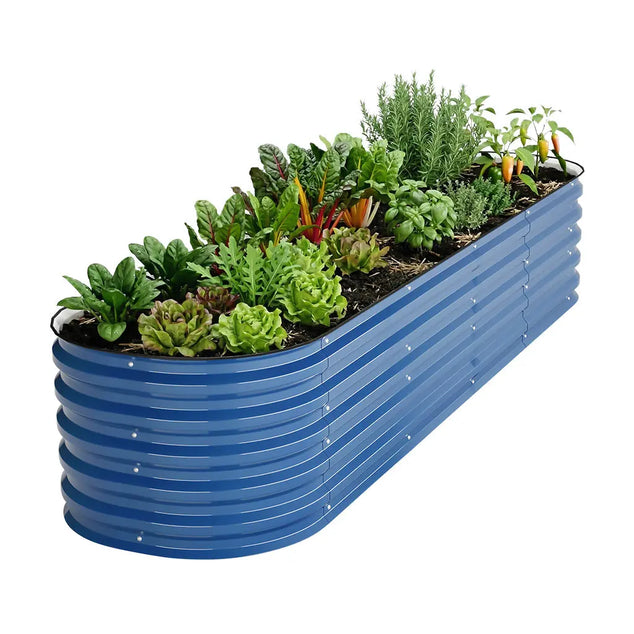17 inches tall blue galvanized planter boxes-Vegega