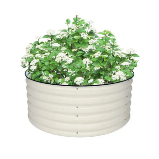 classic round raised bed white- Vegega
