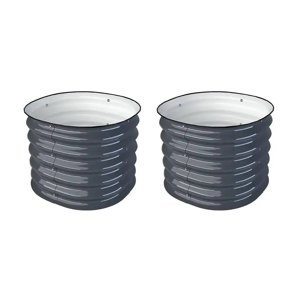 classic 24-inch wide round garden bed pair gray- Vegega
