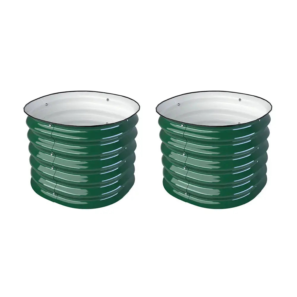 classic 24-inch wide round garden bed pair moss green- Vegega
