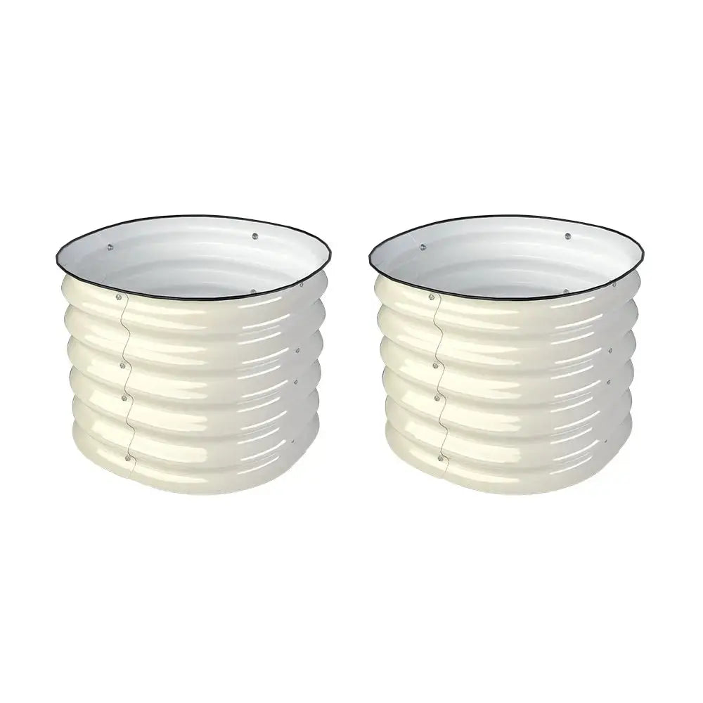 classic 24-inch wide round garden bed pair white- Vegega