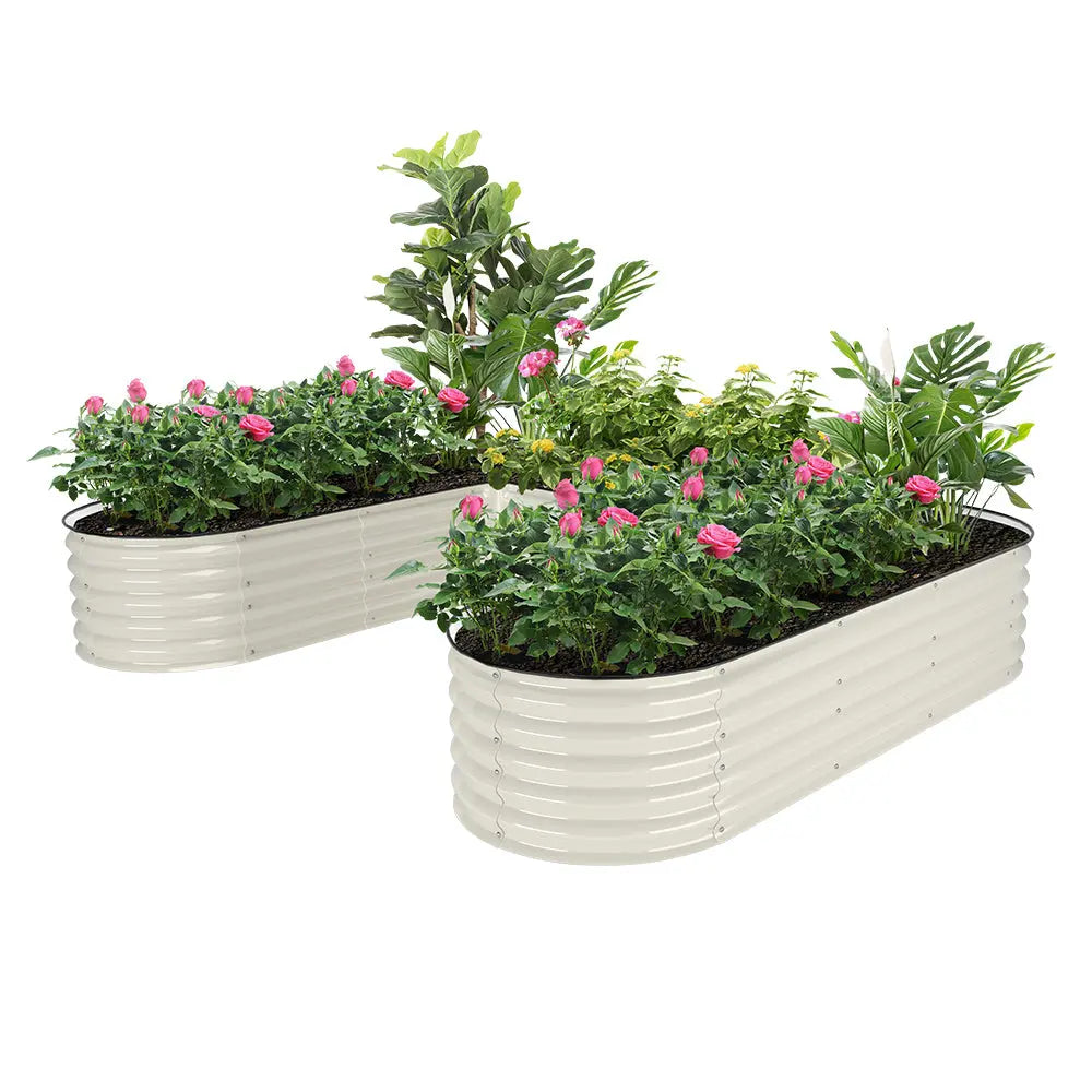 classic u shaped raised bed white-Vegega