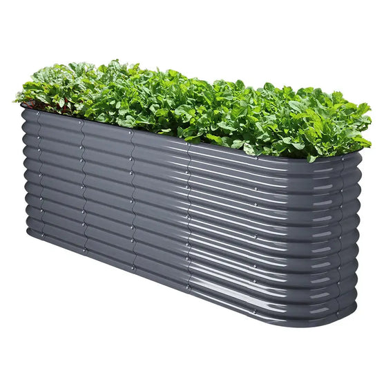 classic raised metal bed gray-Vegega