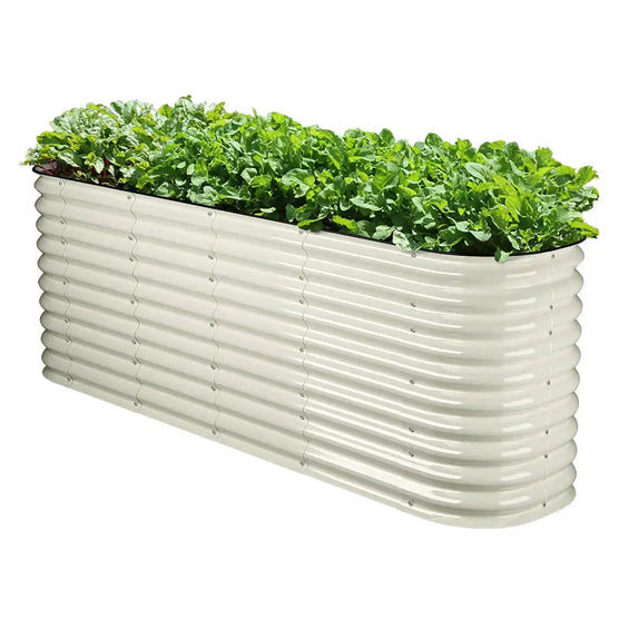 classic raised metal bed white-Vegega