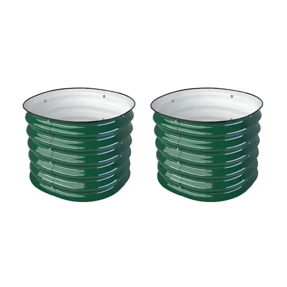 classic 24-inch wide round garden bed pair moss green- Vegega