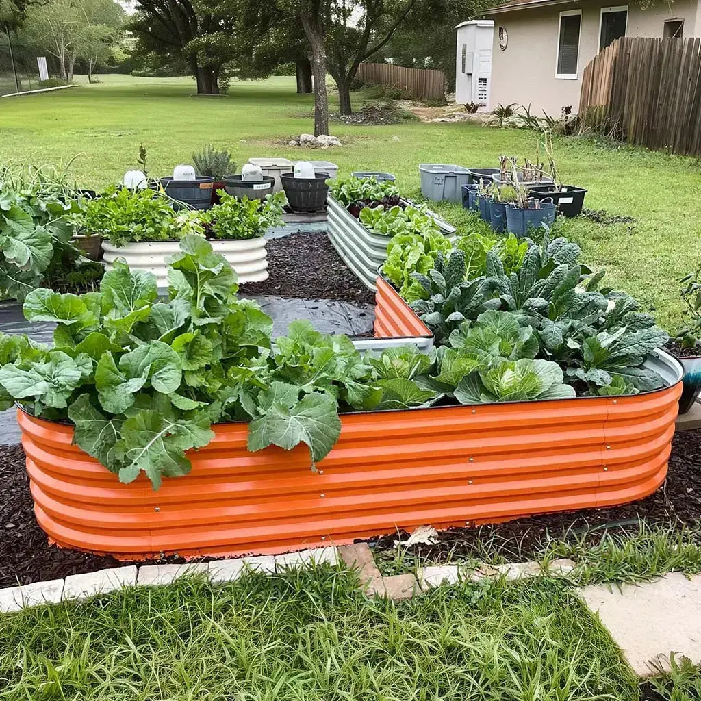 L Shaped Raised Garden Bed Orange