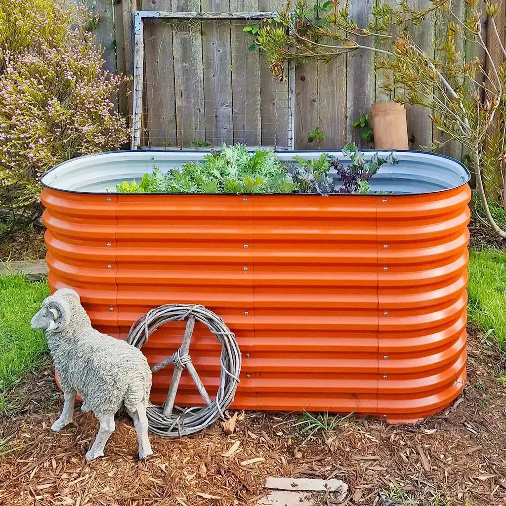 galvanized metal flower bed