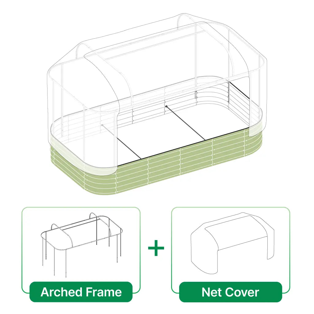 infographic of 8x4 raised bed cover system-Vegega