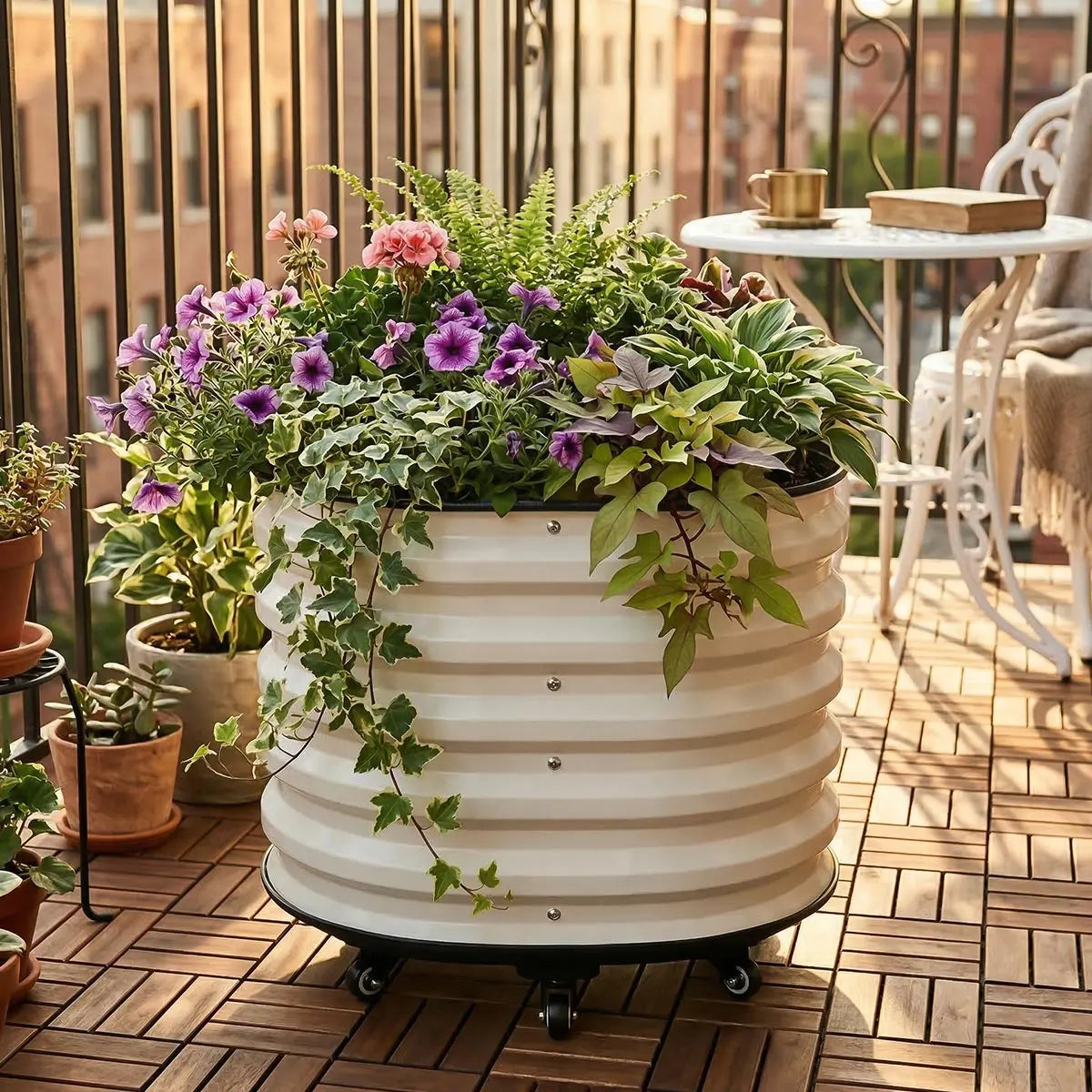 self watering raised planter 24in Round Self-Watering Base for Metal Raised Garden Bed
