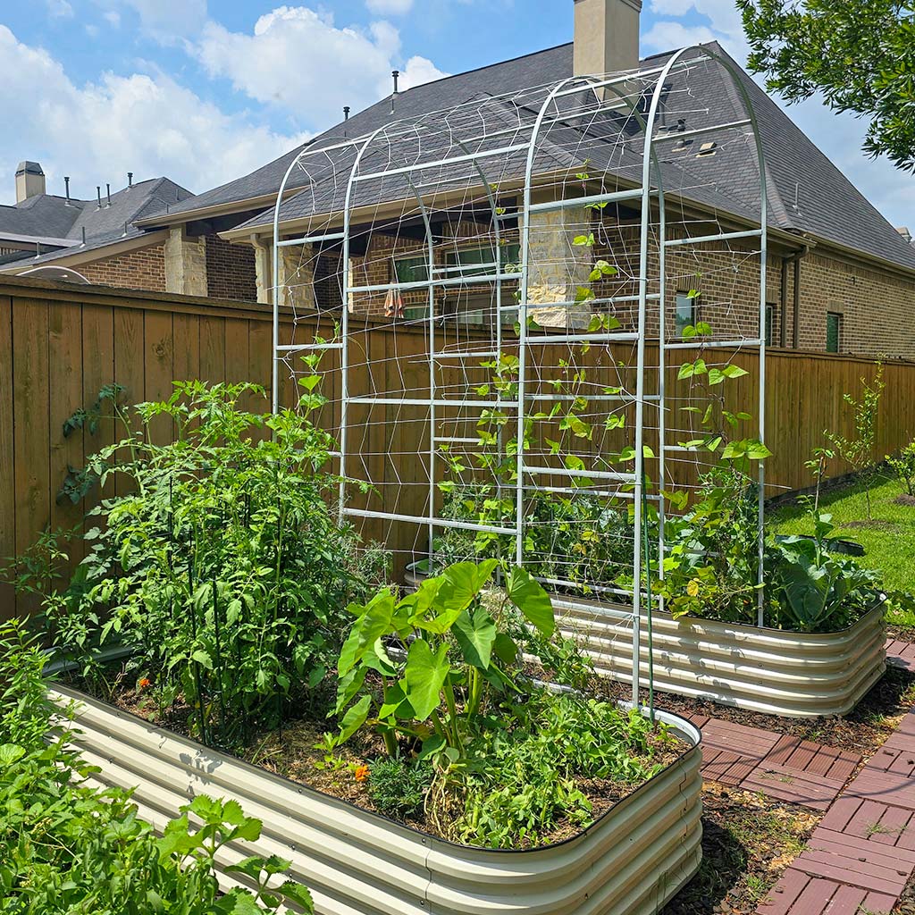 metal plant trellis Arched Trellis For Metal Garden Beds VEGEGA