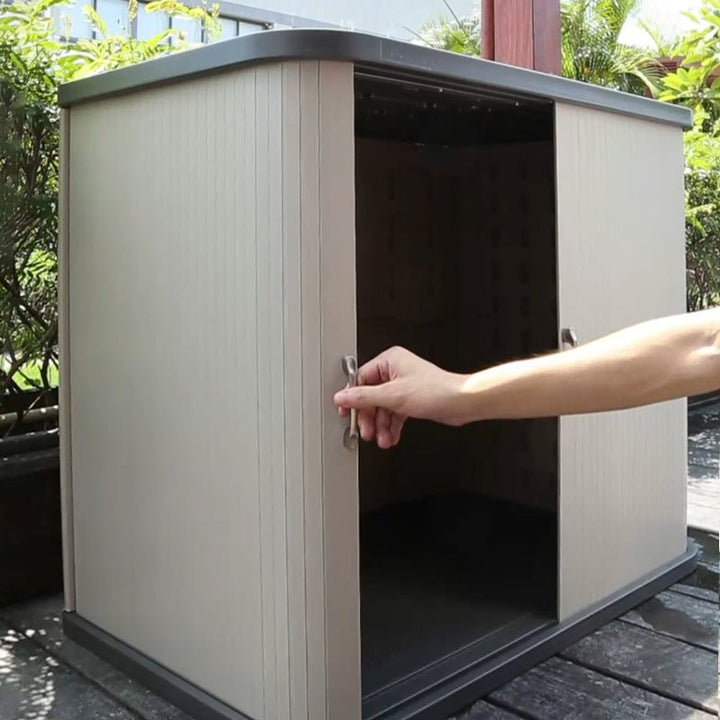 outdoor storage cabinet with shelves