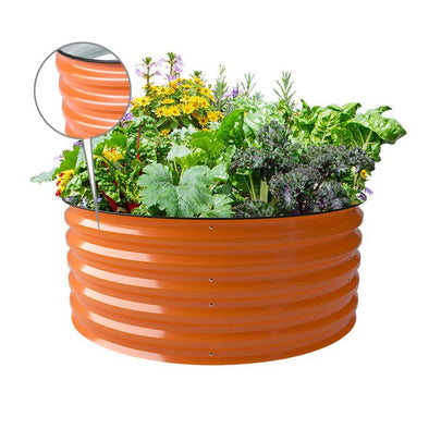 17 inches tall 42 inches wide round raised bed orange-Vegega
