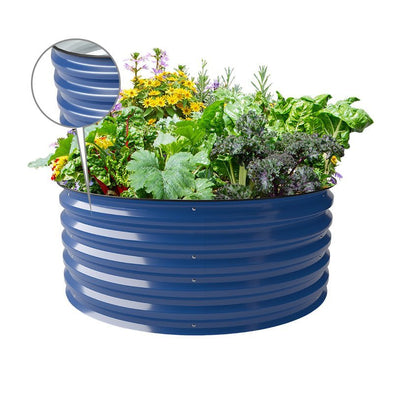 17 inches tall 42 inches wide round garden bed blue-Vegega
