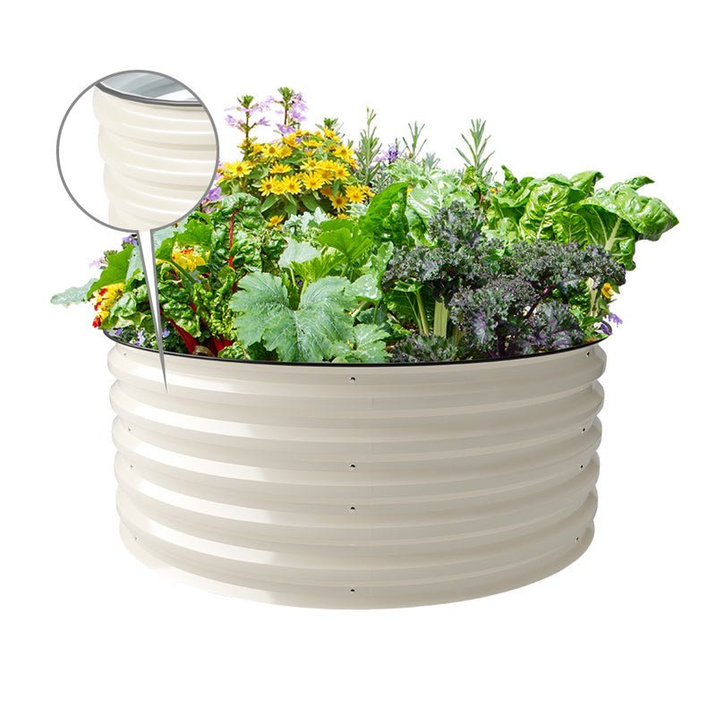17 inches tall 42 inches wide round metal raised garden beds white-Vegega