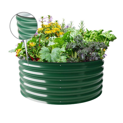 17 inches tall 42 inches wide round raised garden bed moss green-Vegega