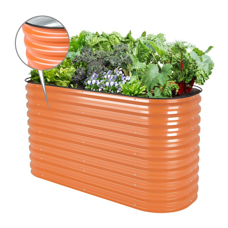 32 inches tall orange galvanized raised garden bed kit-Vegega