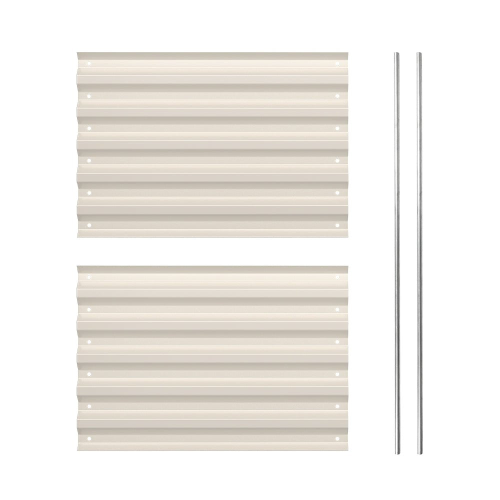 white corrugated metal panels with two bracing rods-Vegega