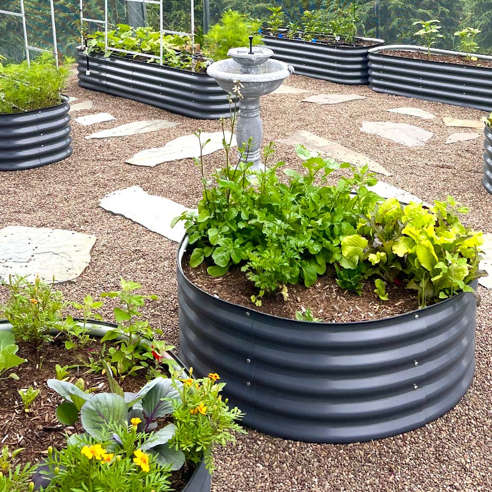 17'' Tall 42'' Round Metal Raised Garden Beds - VEGEGA Metal Raised Garden Bed
