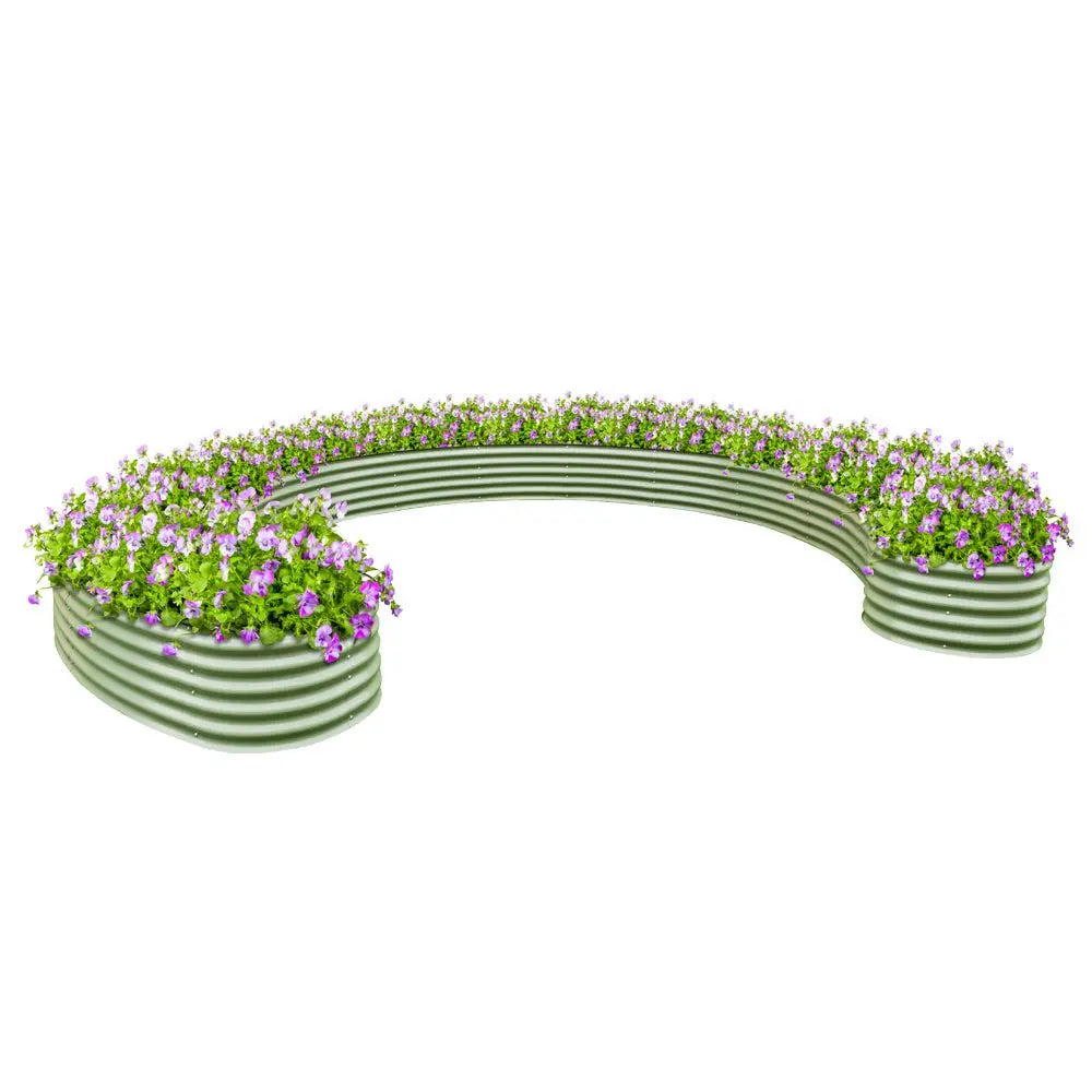 17-inch tall ring shaped metal raised bed green-VEGEGA