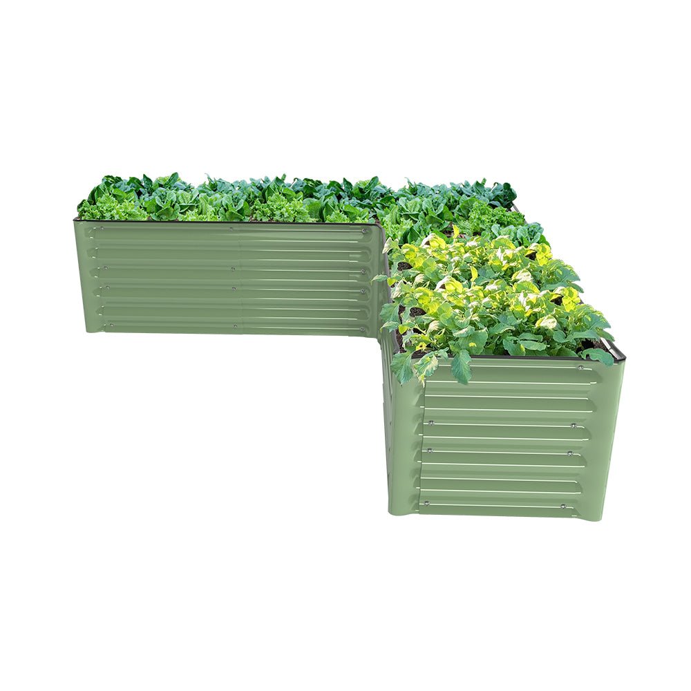 17'' Tall Rectangle Large L Shaped Raised Garden Bed - VEGEGA Metal Raised Garden Bed