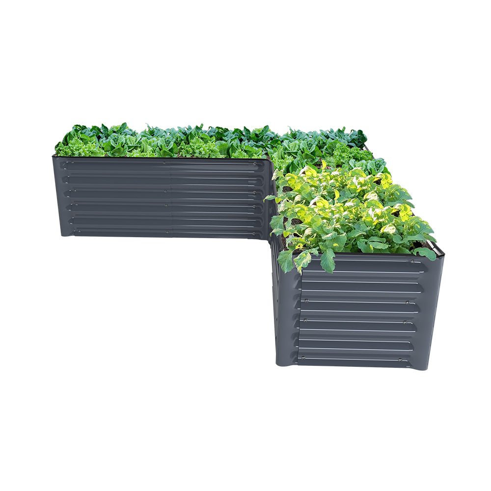 17'' Tall Rectangle Large L Shaped Raised Garden Bed - VEGEGA Metal Raised Garden Bed