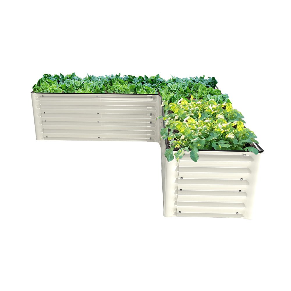 17'' Tall Rectangle Large L Shaped Raised Garden Bed - VEGEGA Metal Raised Garden Bed