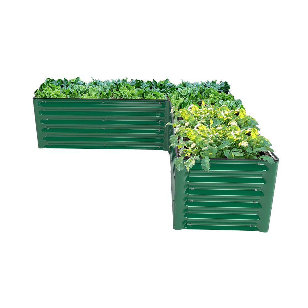 17'' Tall Rectangle Large L Shaped Raised Garden Bed - VEGEGA Metal Raised Garden Bed