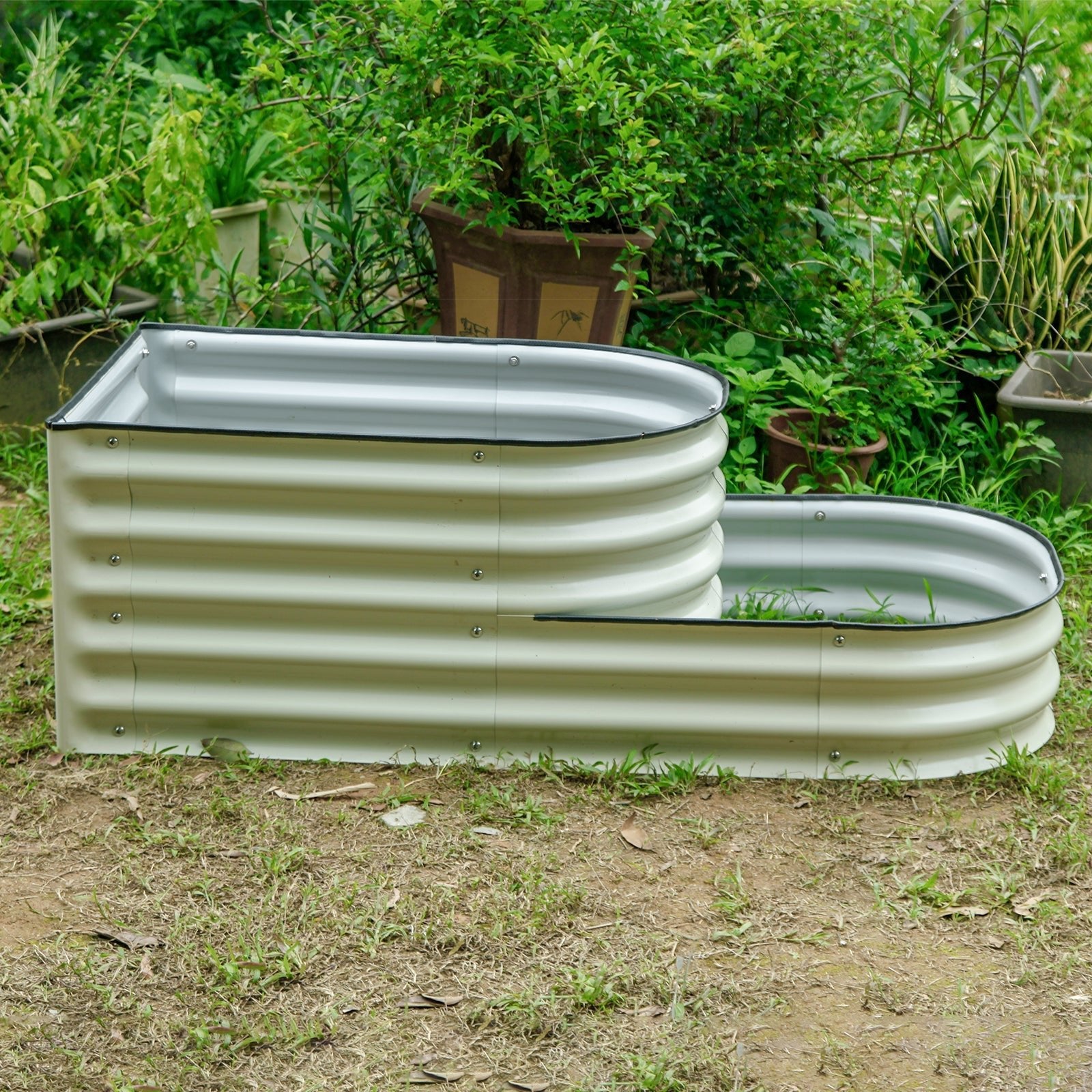 17'' Tall Tiered Metal Modular Corrugated Raised Garden Bed Kit - VEGEGA