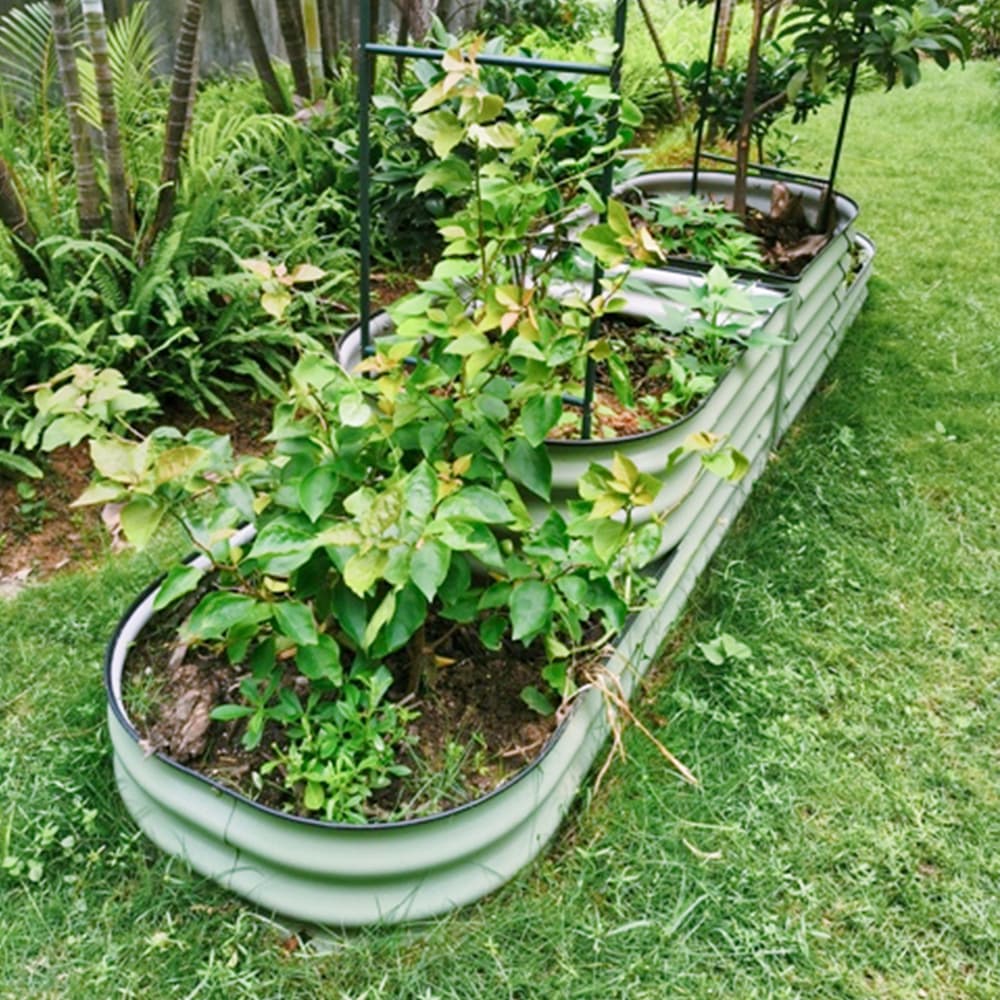 17'' Tall Tiered Metal Modular Corrugated Raised Garden Bed Kit - VEGEGA
