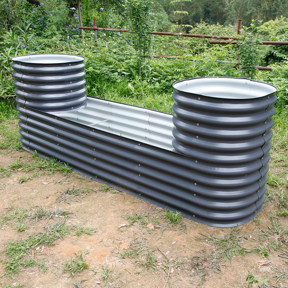 32'' Tall Castle Metal Modular Corrugated Raised Garden Bed Kit - VEGEGA
