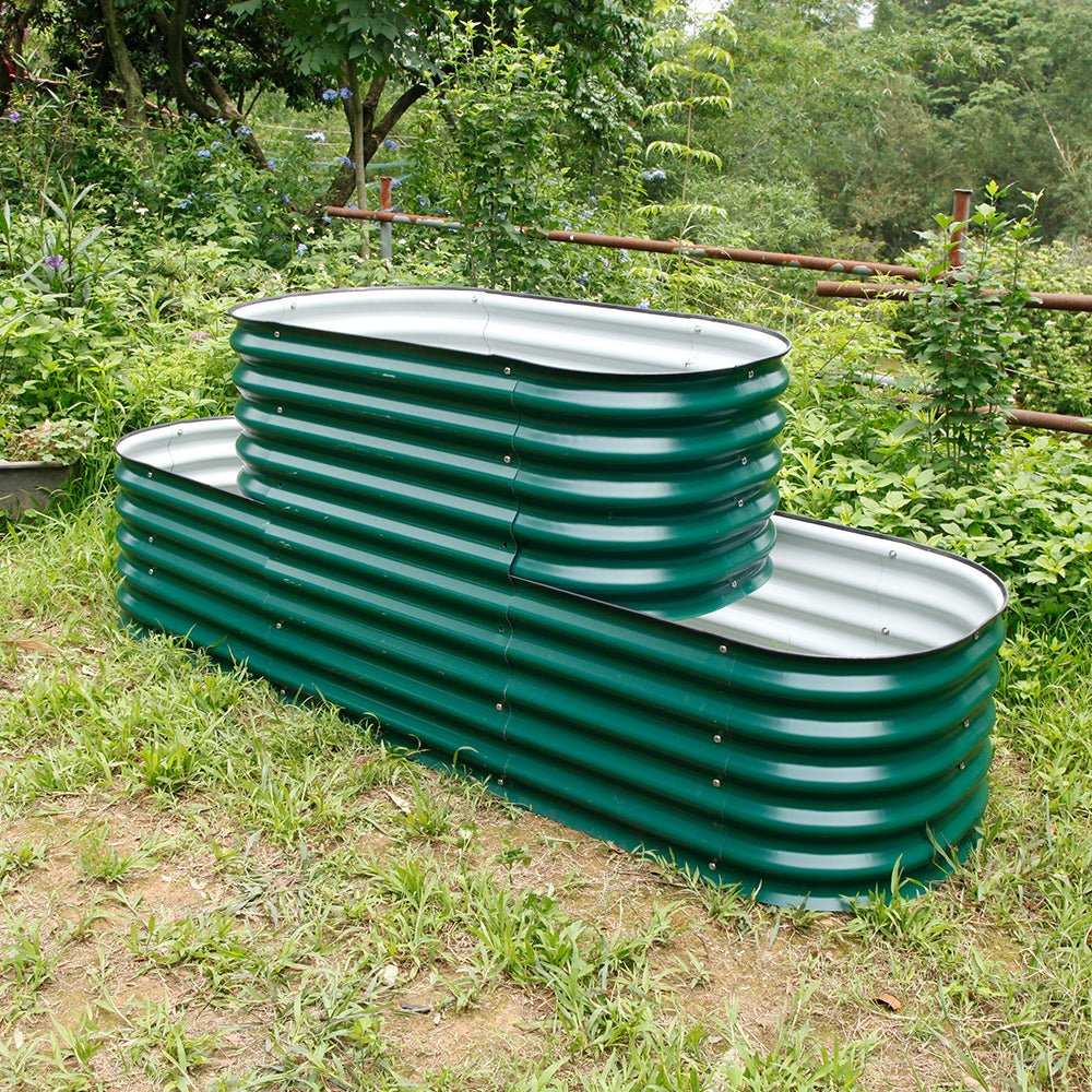 32'' Tall Double Terraced Metal Modular Raised Garden Bed Kit - VEGEGA