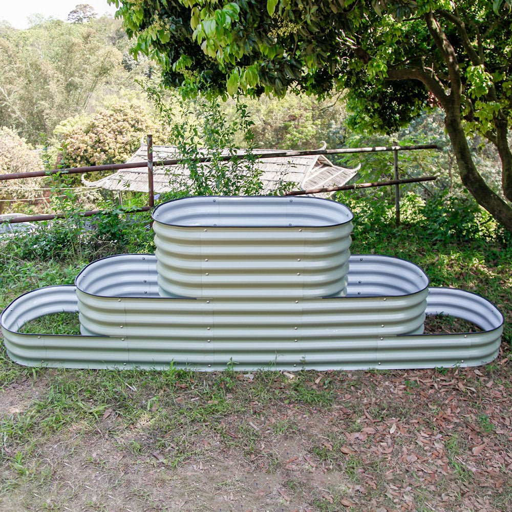 32'' Tall Terraced Large Size Metal Modular Corrugated Raised Garden Bed Kit - VEGEGA