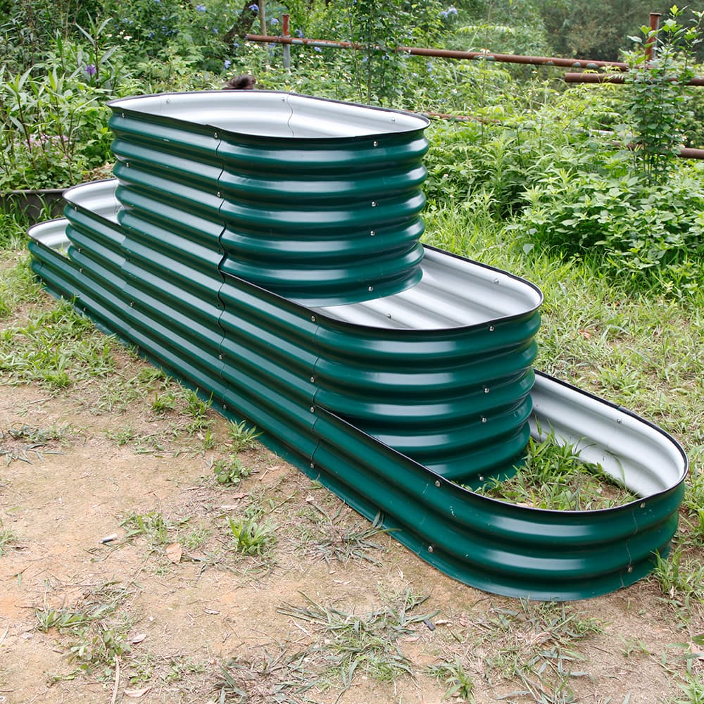 32'' Tall Terraced Large Size Metal Modular Raised Garden Bed Kit - VEGEGA