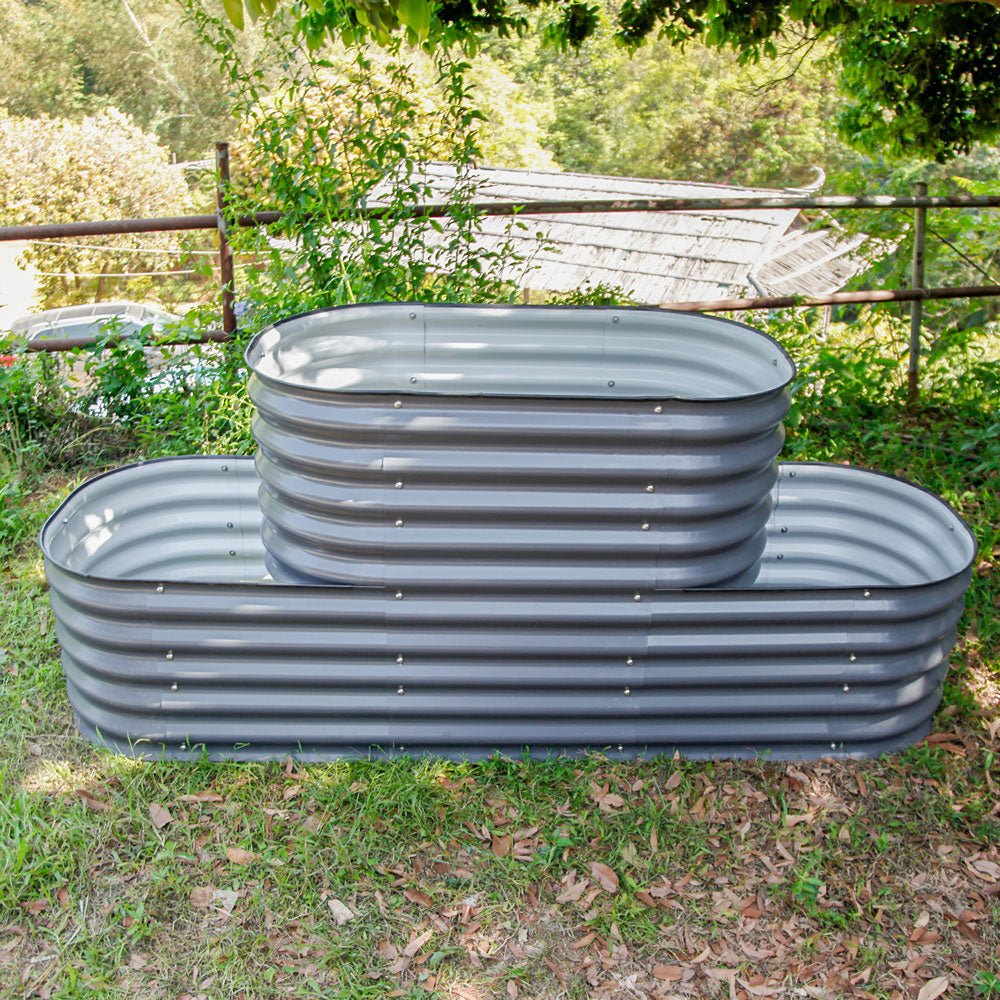 32'' Tall Terraced Standard Size Metal Modular Corrugated Raised Garden Bed Kit - VEGEGA