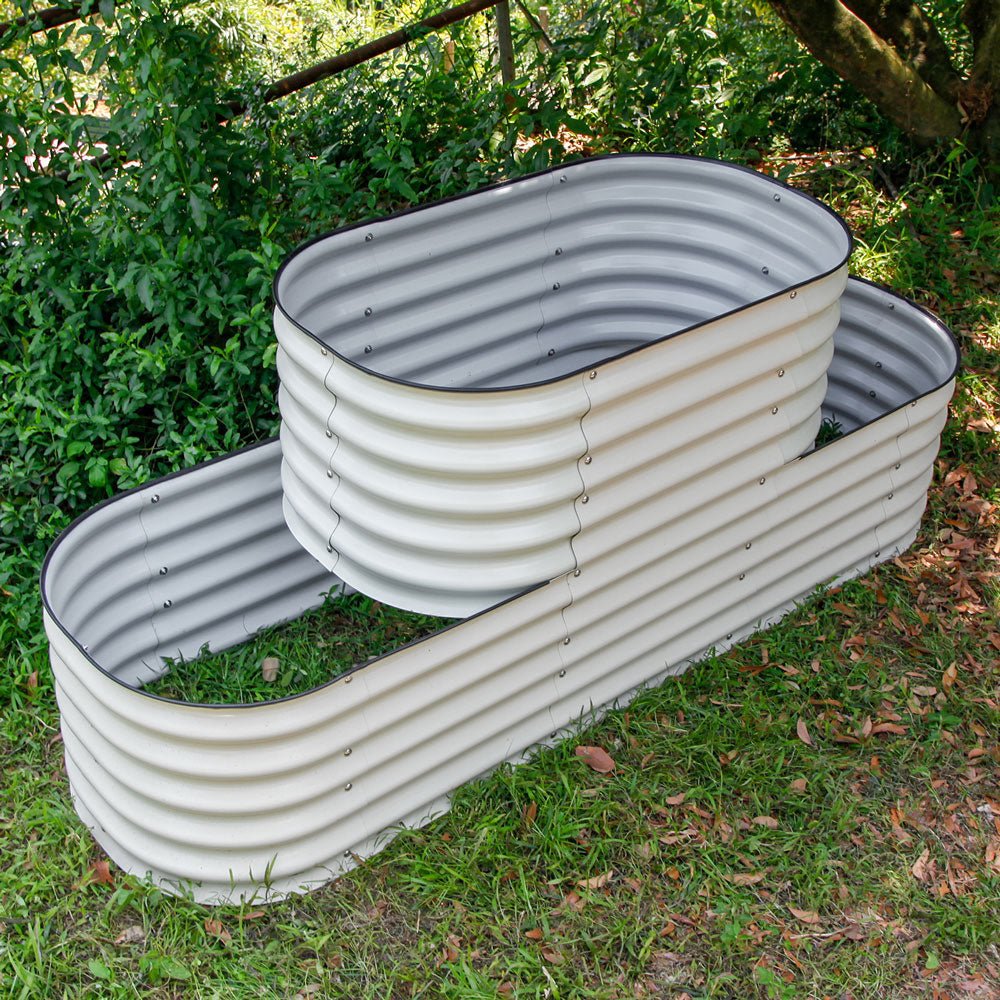 32'' Tall Terraced Standard Size Metal Modular Corrugated Raised Garden Bed Kit - VEGEGA
