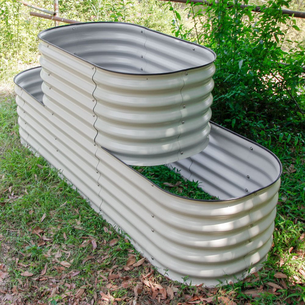 32'' Tall Terraced Standard Size Metal Modular Corrugated Raised Garden Bed Kit - VEGEGA