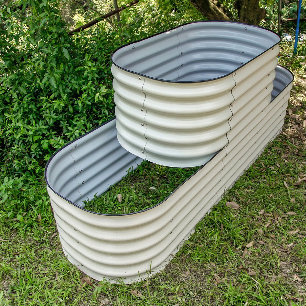 32'' Tall Terraced Standard Size Metal Modular Corrugated Raised Garden Bed Kit - VEGEGA