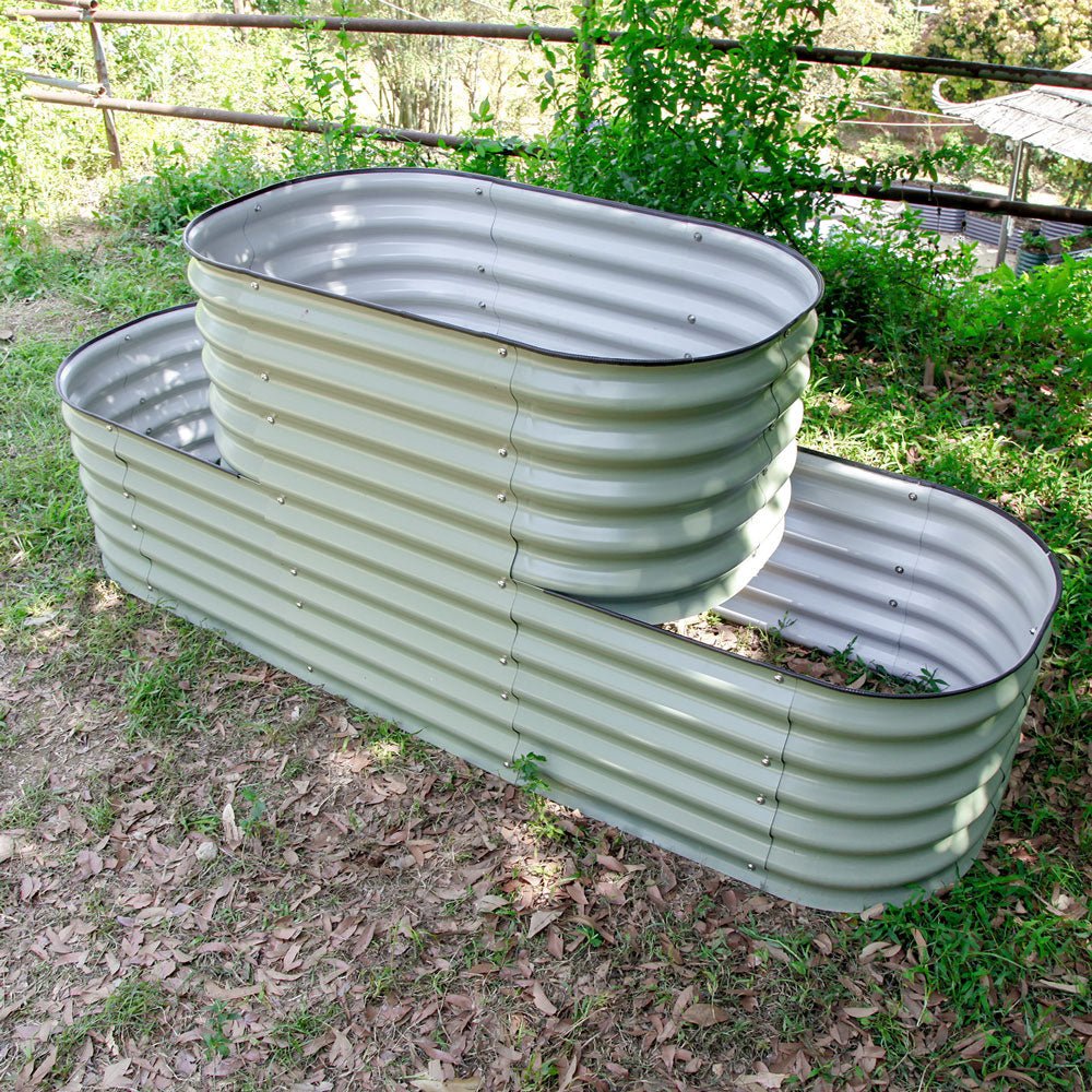 32'' Tall Terraced Standard Size Metal Modular Corrugated Raised Garden Bed Kit - VEGEGA