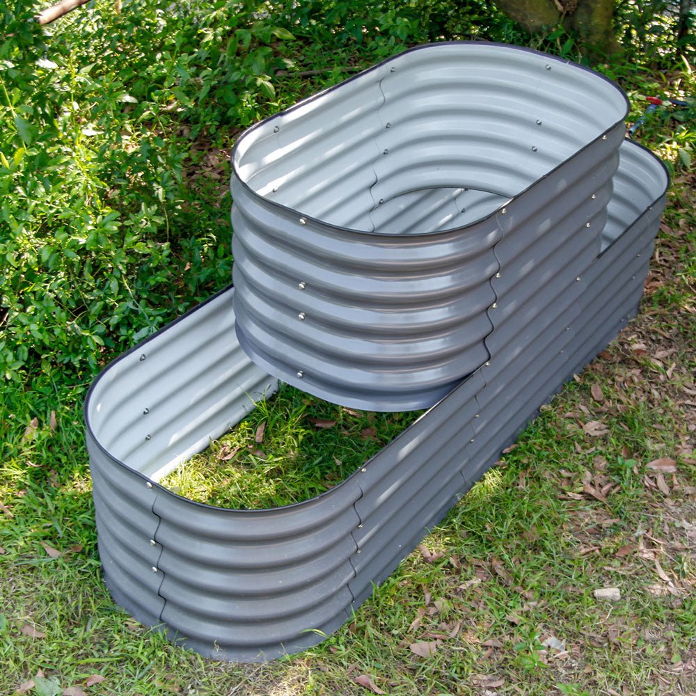 32'' Tall Terraced Standard Size Metal Modular Corrugated Raised Garden Bed Kit - VEGEGA