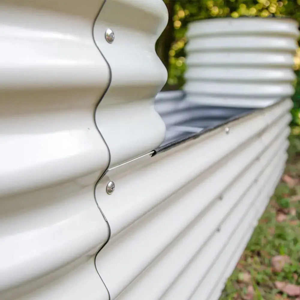 side close view of the castle metal garden beds-Vegega